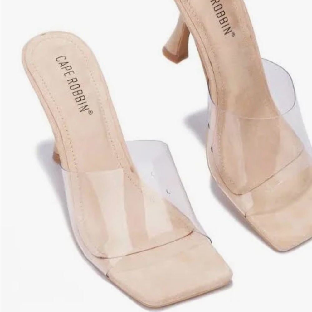 Cape Robbin Women's Transparent and Beige Heels